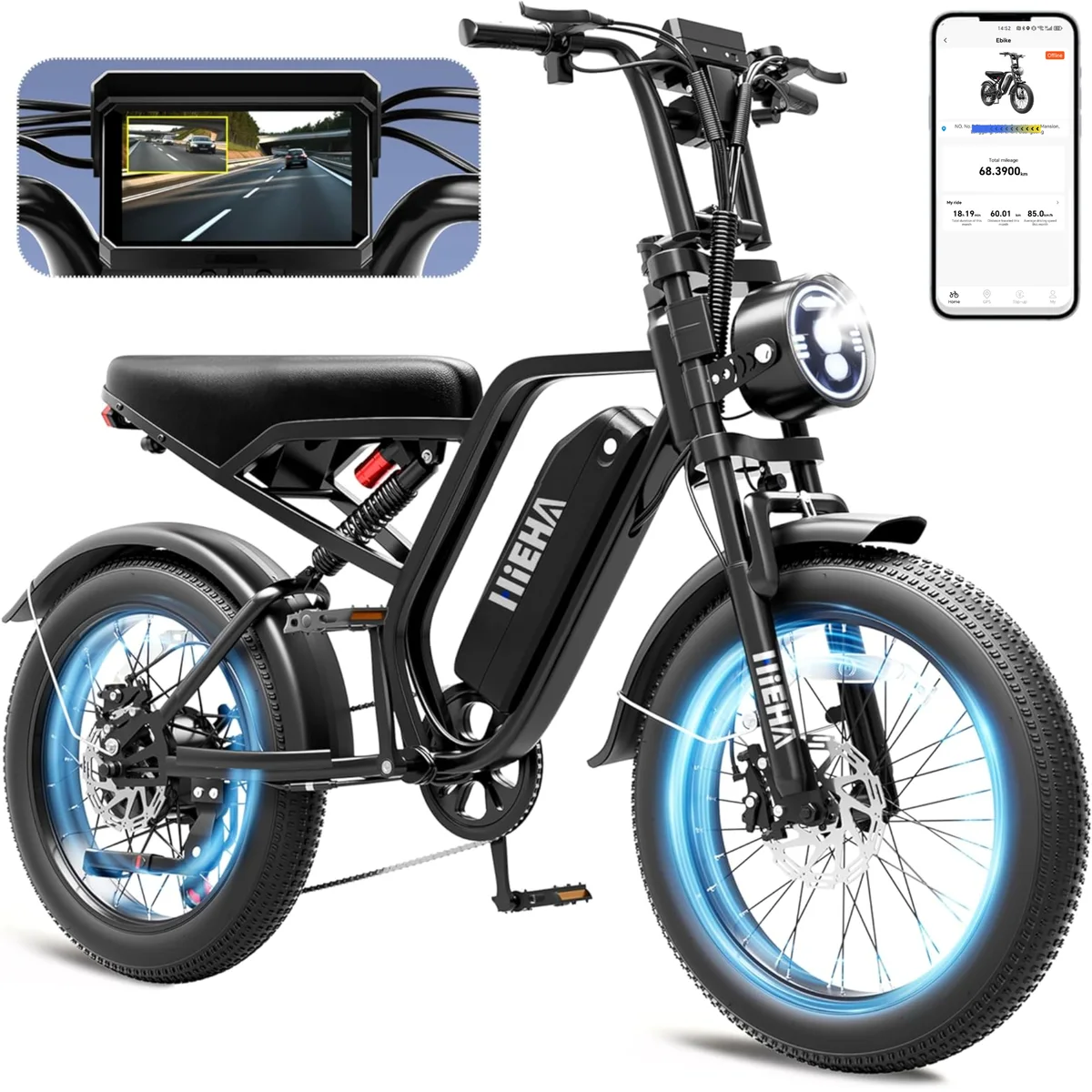 Hieha SU8 2.0 Smart Moped-Style Electric Bike, CarPlay, 1500W